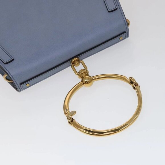 Chloe Nile Hand Bag Leather 2way Light Blue Gold Auth 111358V - Picture 12 of 16